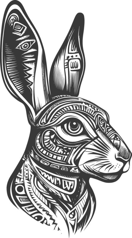 Geometrically Patterned Rabbit Head Illustration vector