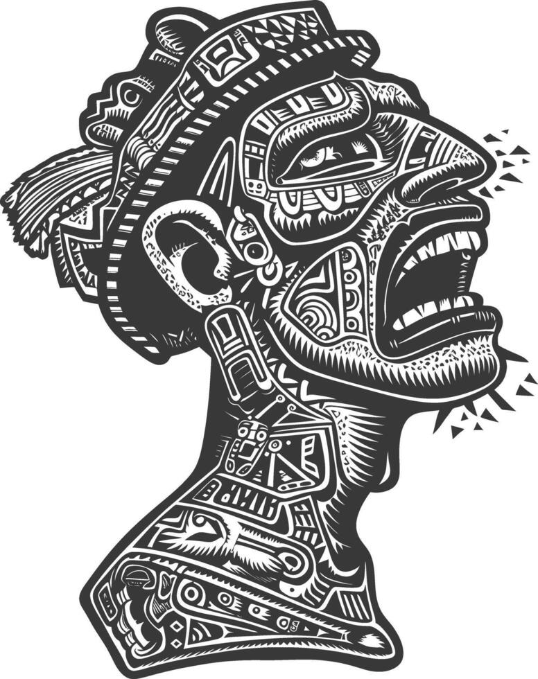 Geometrically Patterned Profile of a Shouting Figure vector