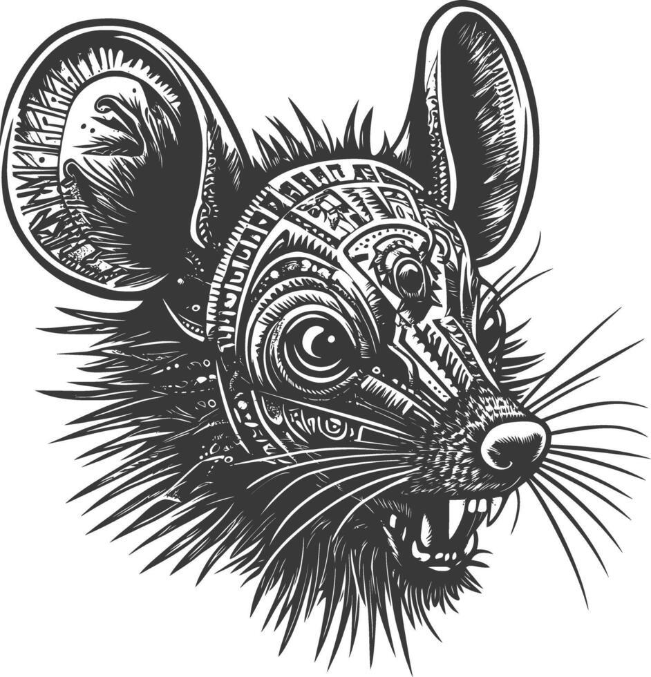 Geometric Patterned Mouse Head with Fangs vector