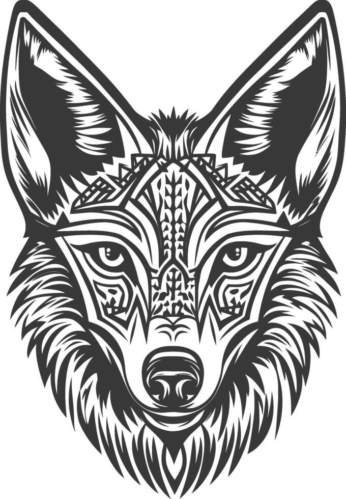 Geometric Patterned Wolf Head Illustration vector