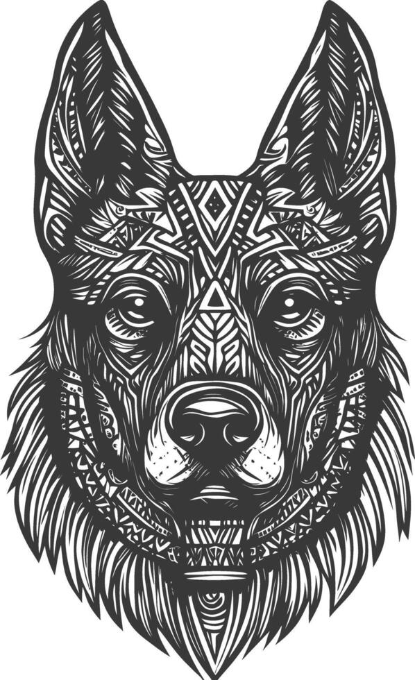 German Shepherd Dog Head with Tribal Geometric Pattern vector