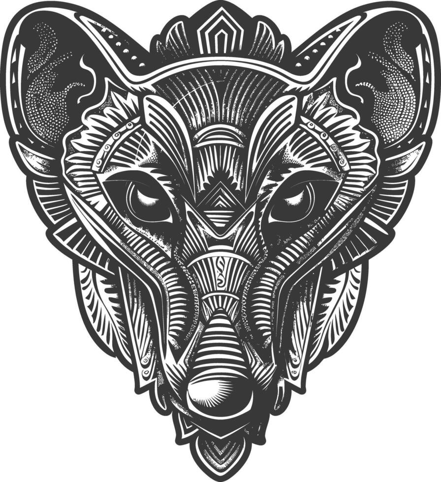Geometric Black and White Illustration of an Animal Head vector