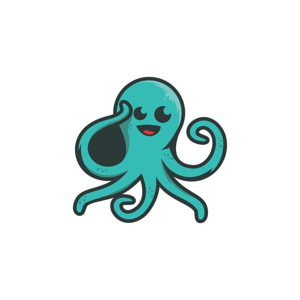 Cute octopus isolated on white background vector