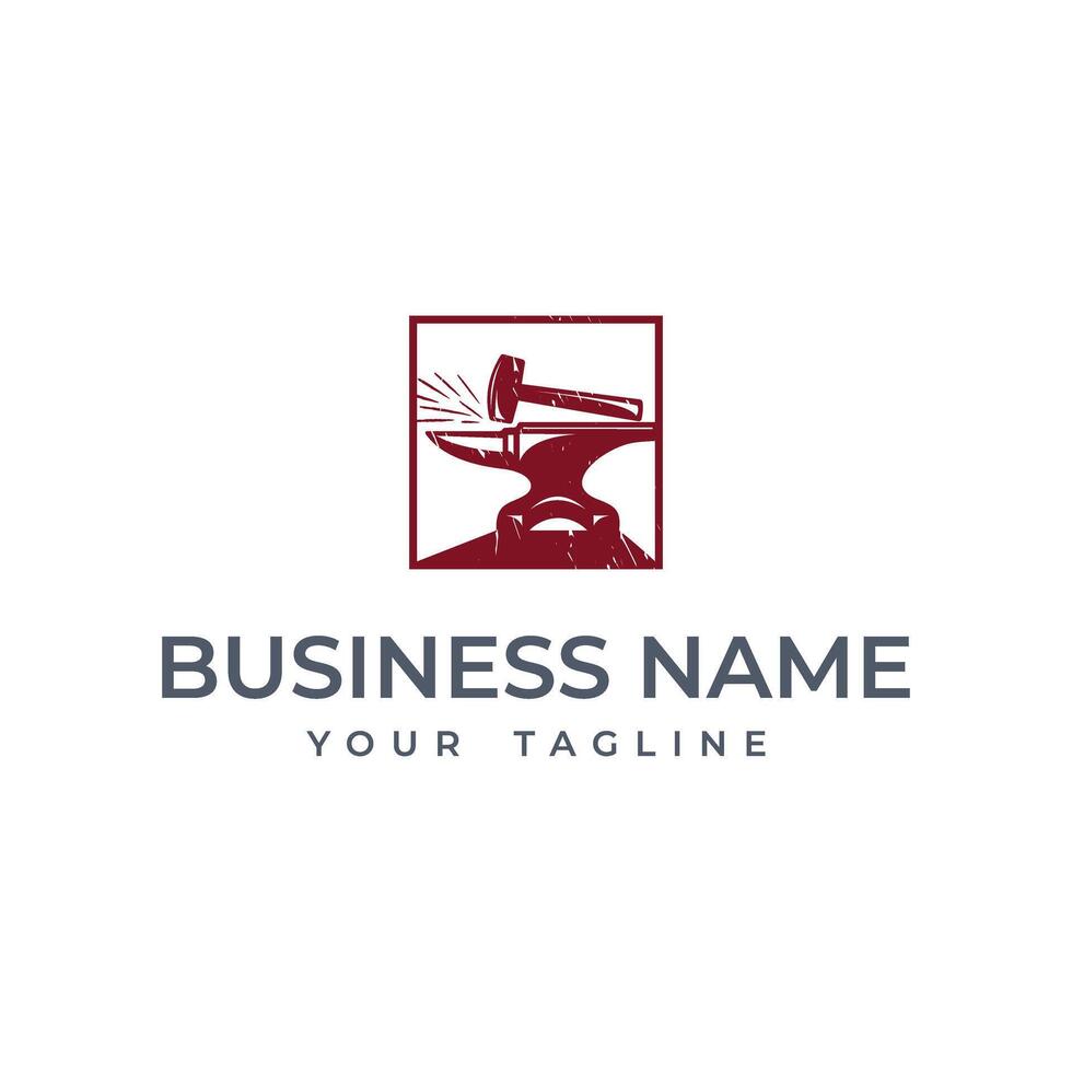 anvil and hammer logo type vector