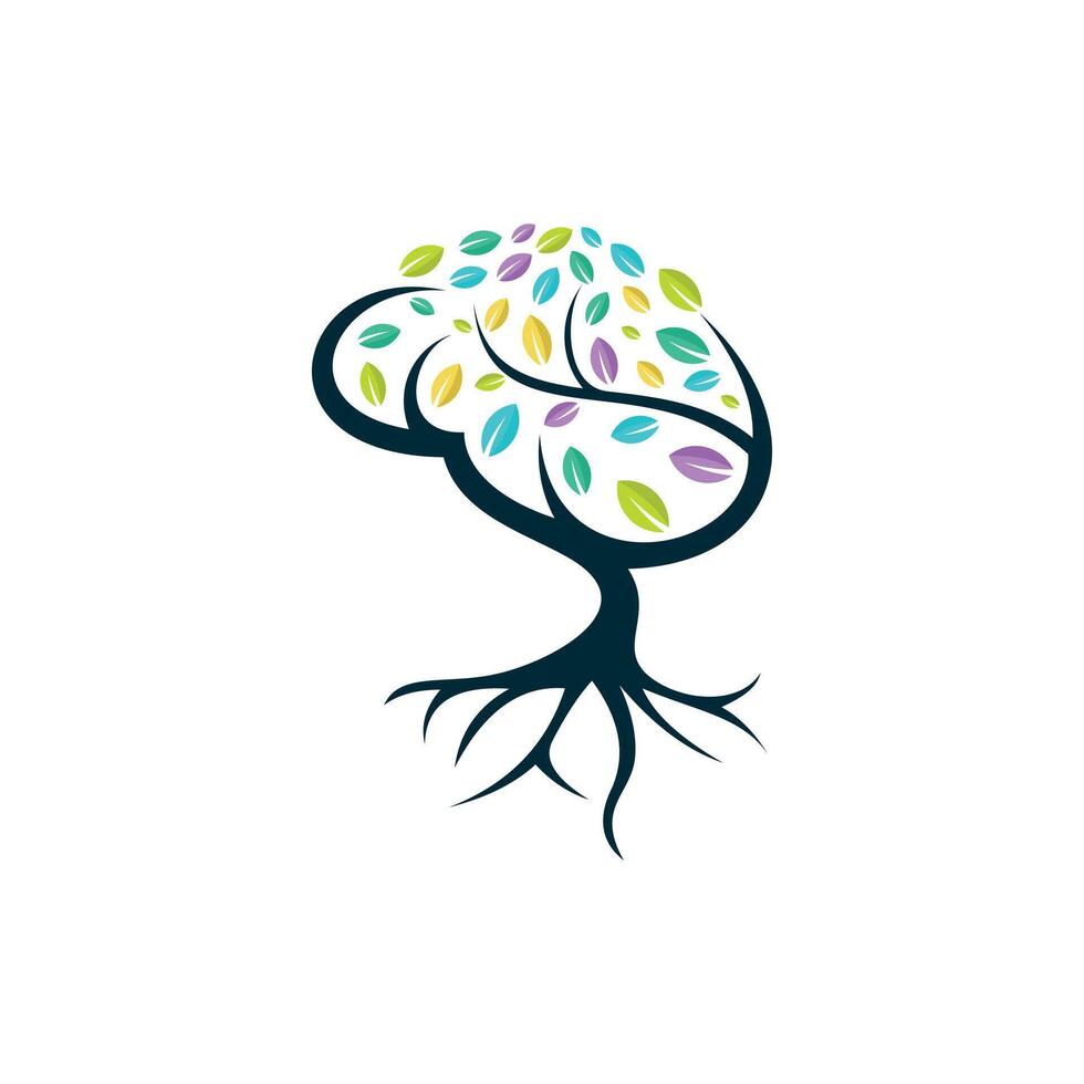 Abstract tree and brain logo vector