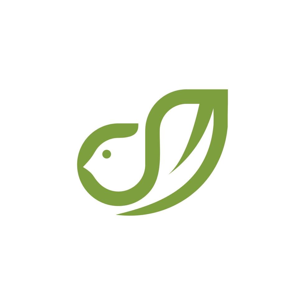 Abstract flat bird and leaf logo vector