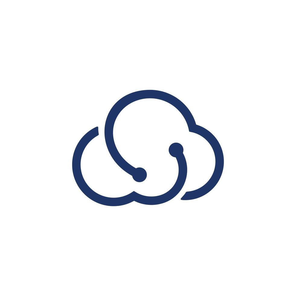 Modern tech cloud line logo vector