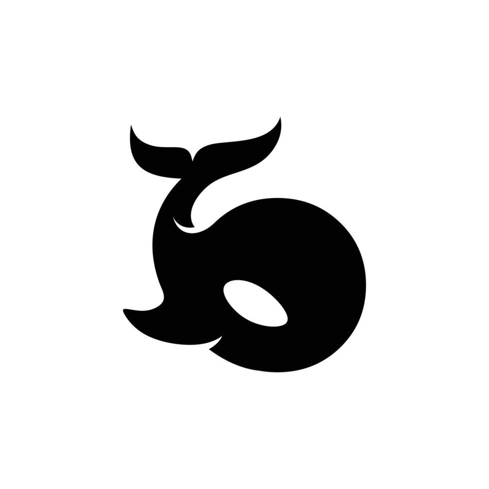 Isolated black silhouette of orca whale vector