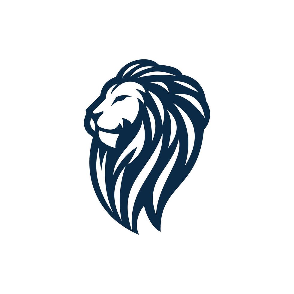 Elegant lion head logo on dark background vector