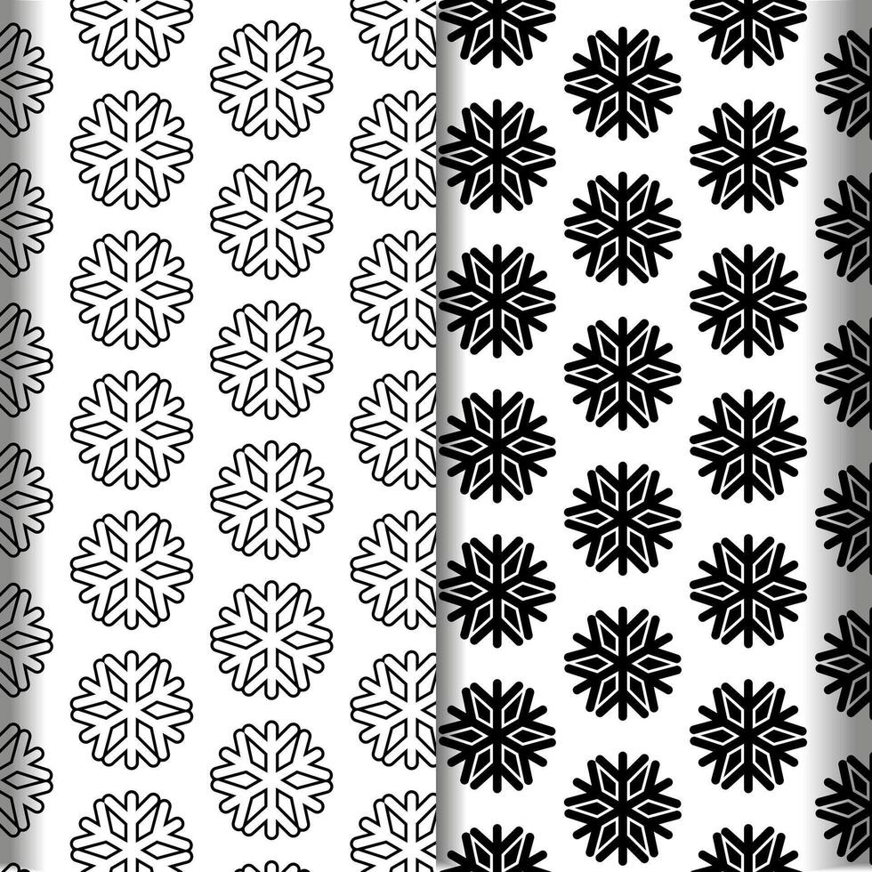 Outline winter pattern with snowflakes vector