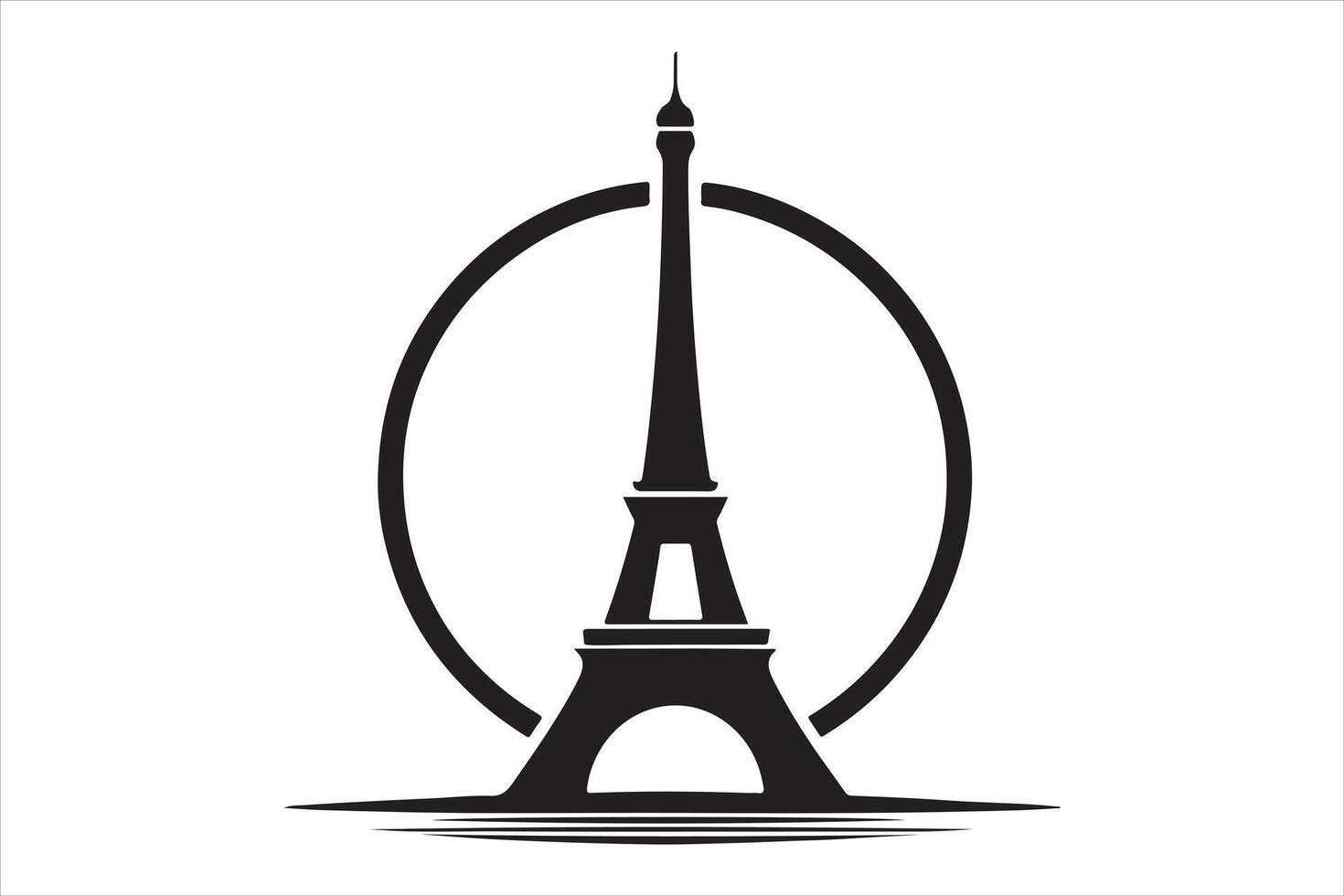 Eiffel tower in Paris with circle silhouette art vector