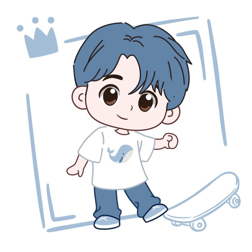 Cool Skater Boy Ready To Ride vector