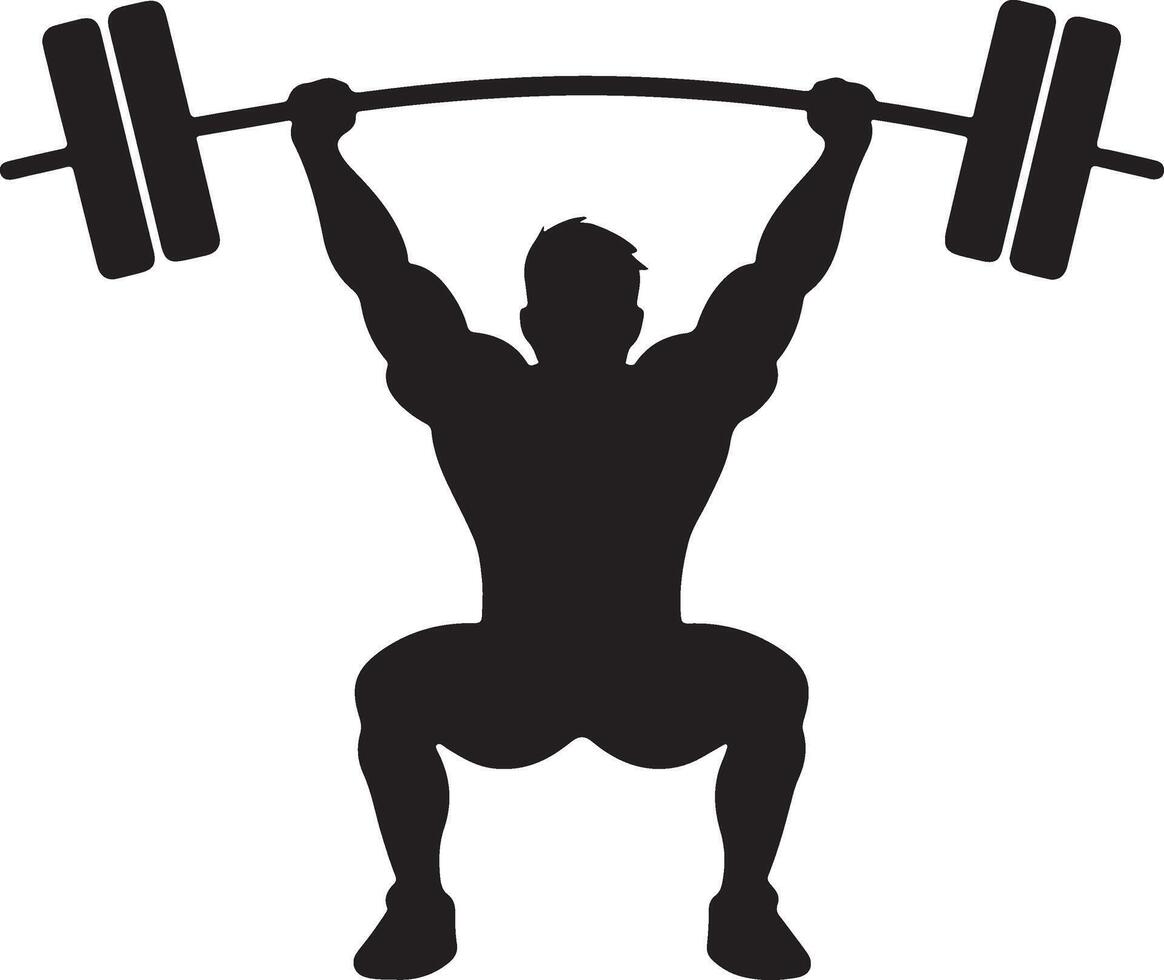 Weight lifter man abstract isolated silhouette on white background,squat exercise vector