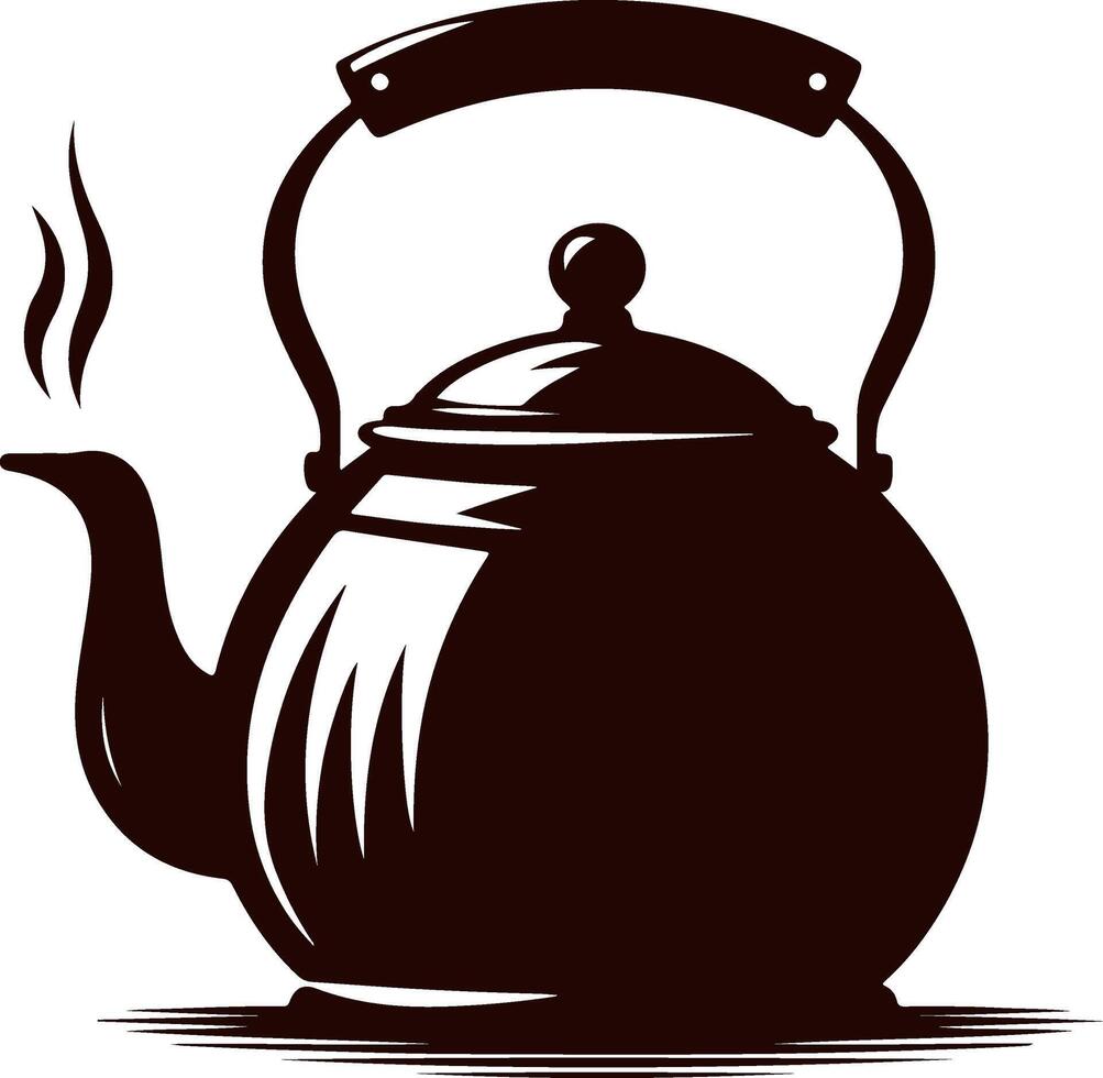 teapot.Icon for design, silhouette solid white background. Easily editable vector