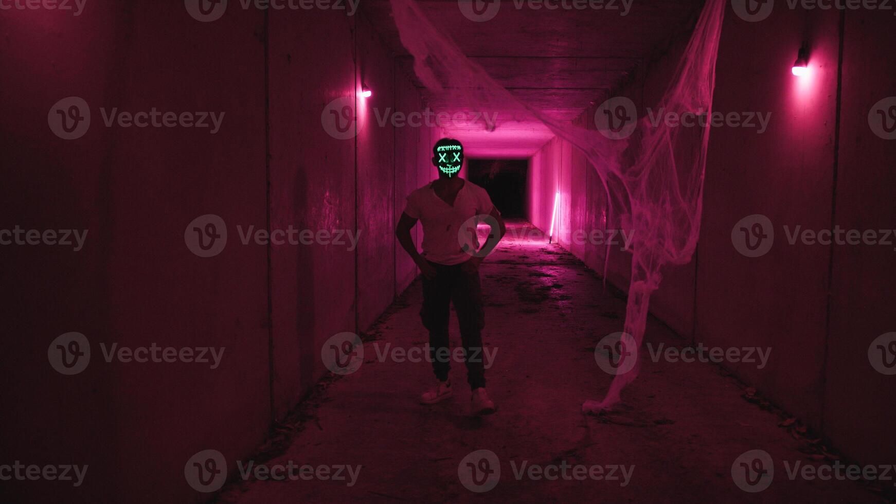 Purple Lights Surrounding A Zombie Walking photo