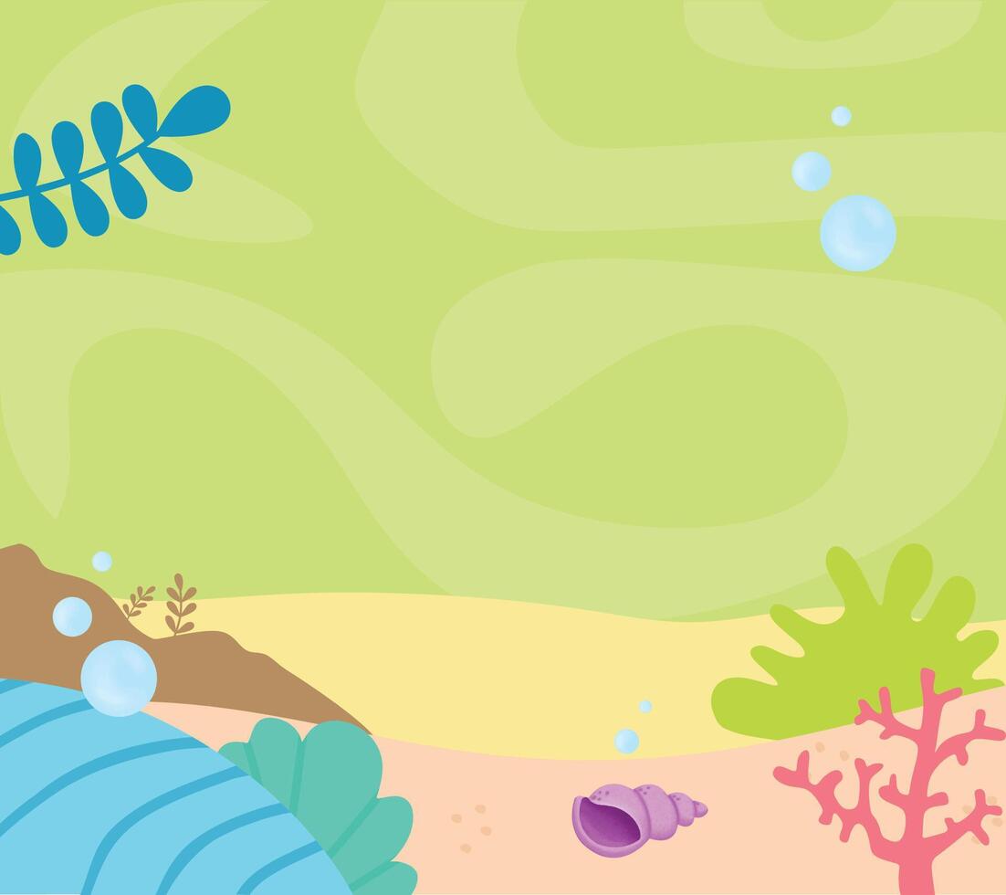 A cartoon scene with sea life and plants vector