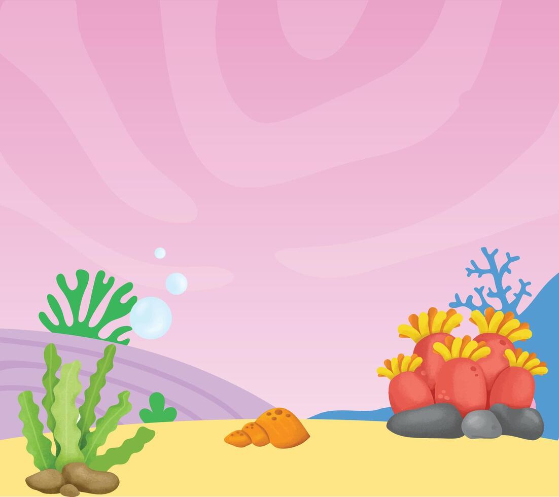 An underwater scene with coral and other sea creatures vector