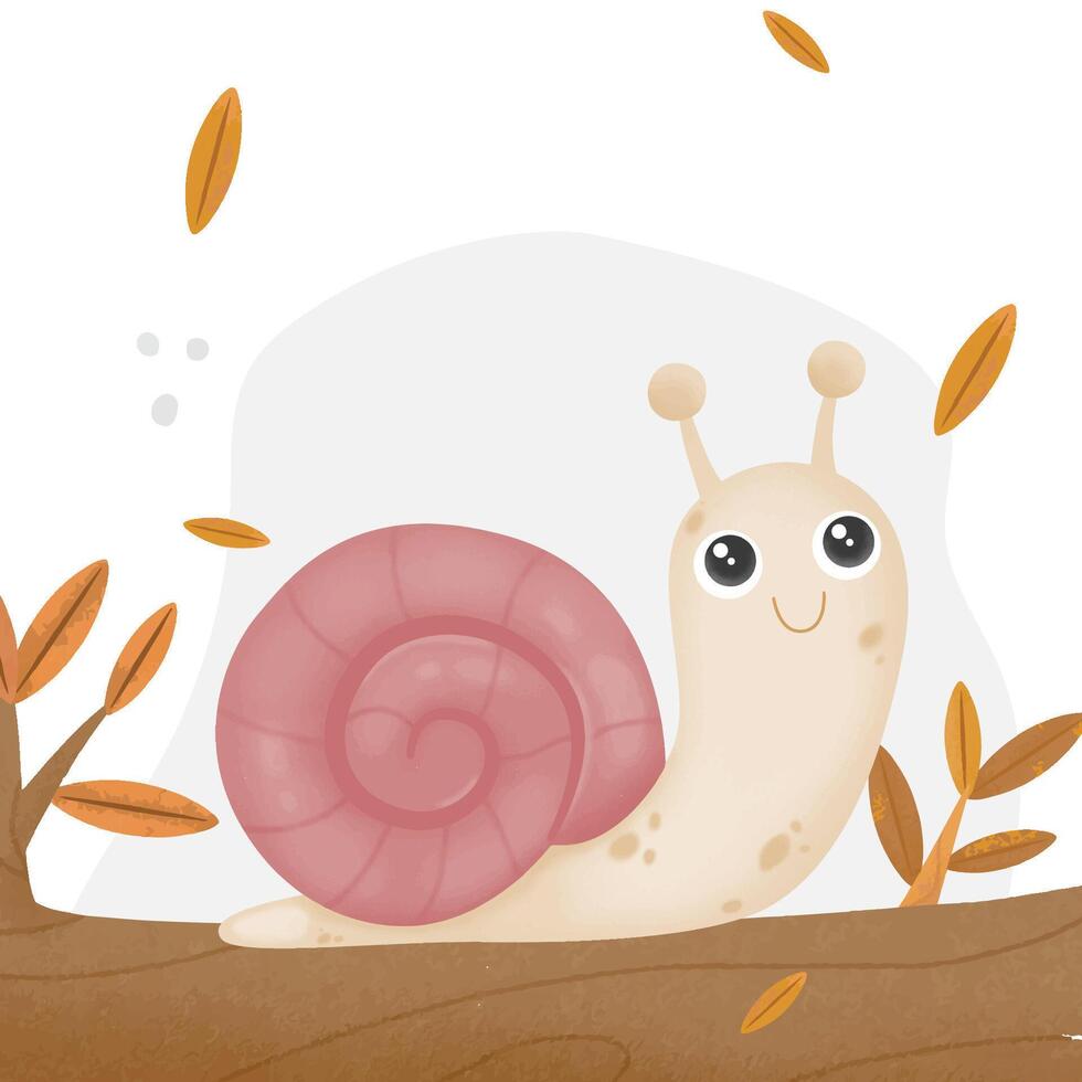 Hello autumn snail illustration animal Garden vector