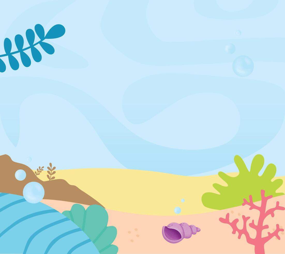 Underwater scene with sea creatures and plants vector