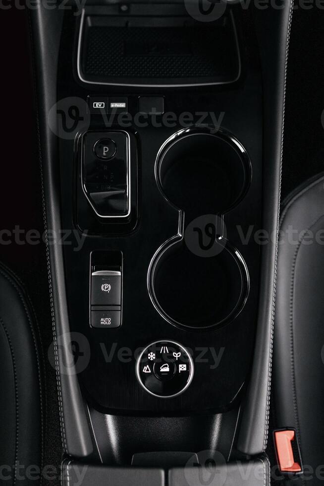 Stylish driving mode control panel in car with intuitive icons for various driving conditions. Elegant design, high quality, and ease of use emphasize the premium feel of interior. Leasing, purchase photo