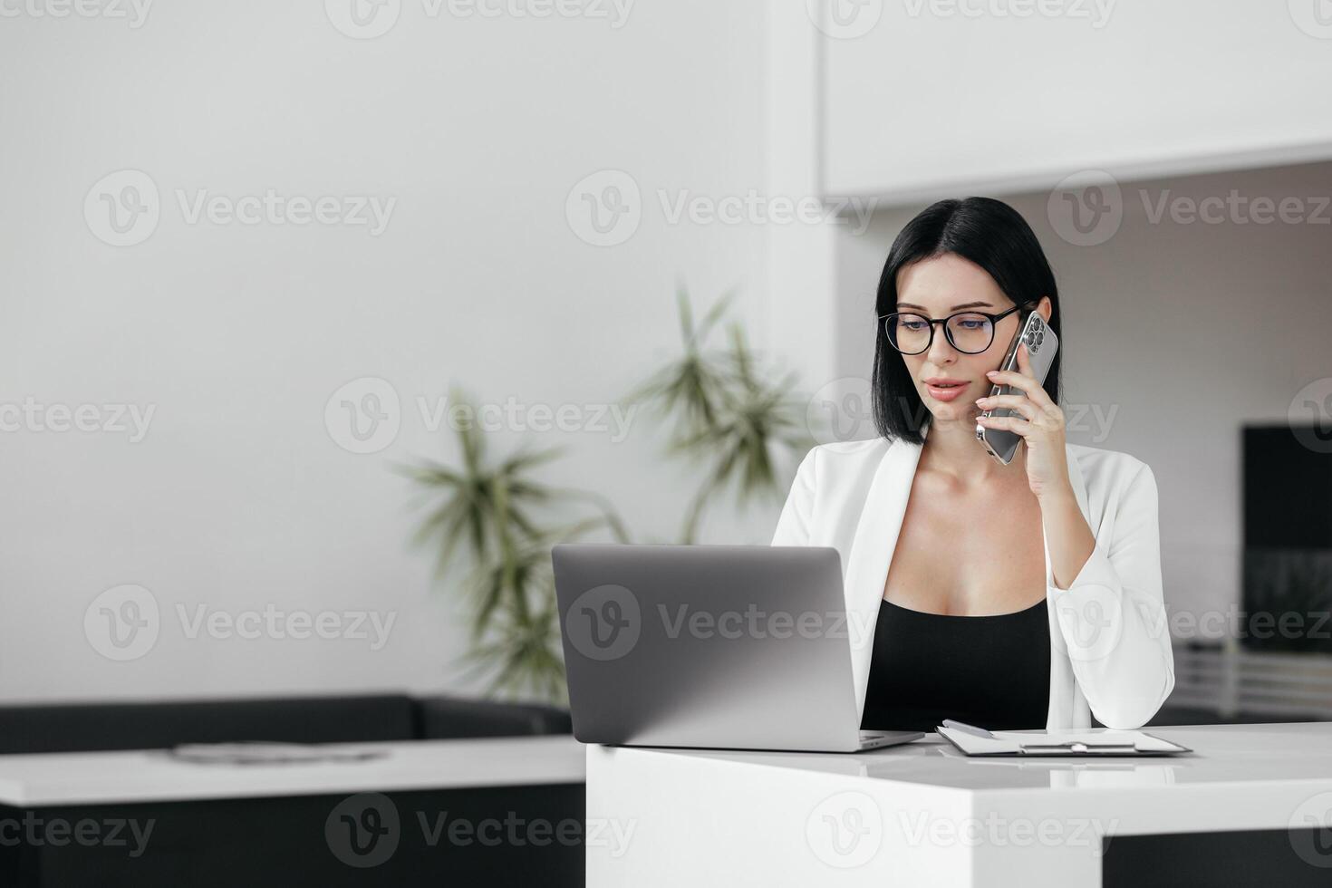 Woman, call center in office, crm and customer service for conversation and online support. Computer, telemarketing and consultant for career, operator and female person for hotline agent photo