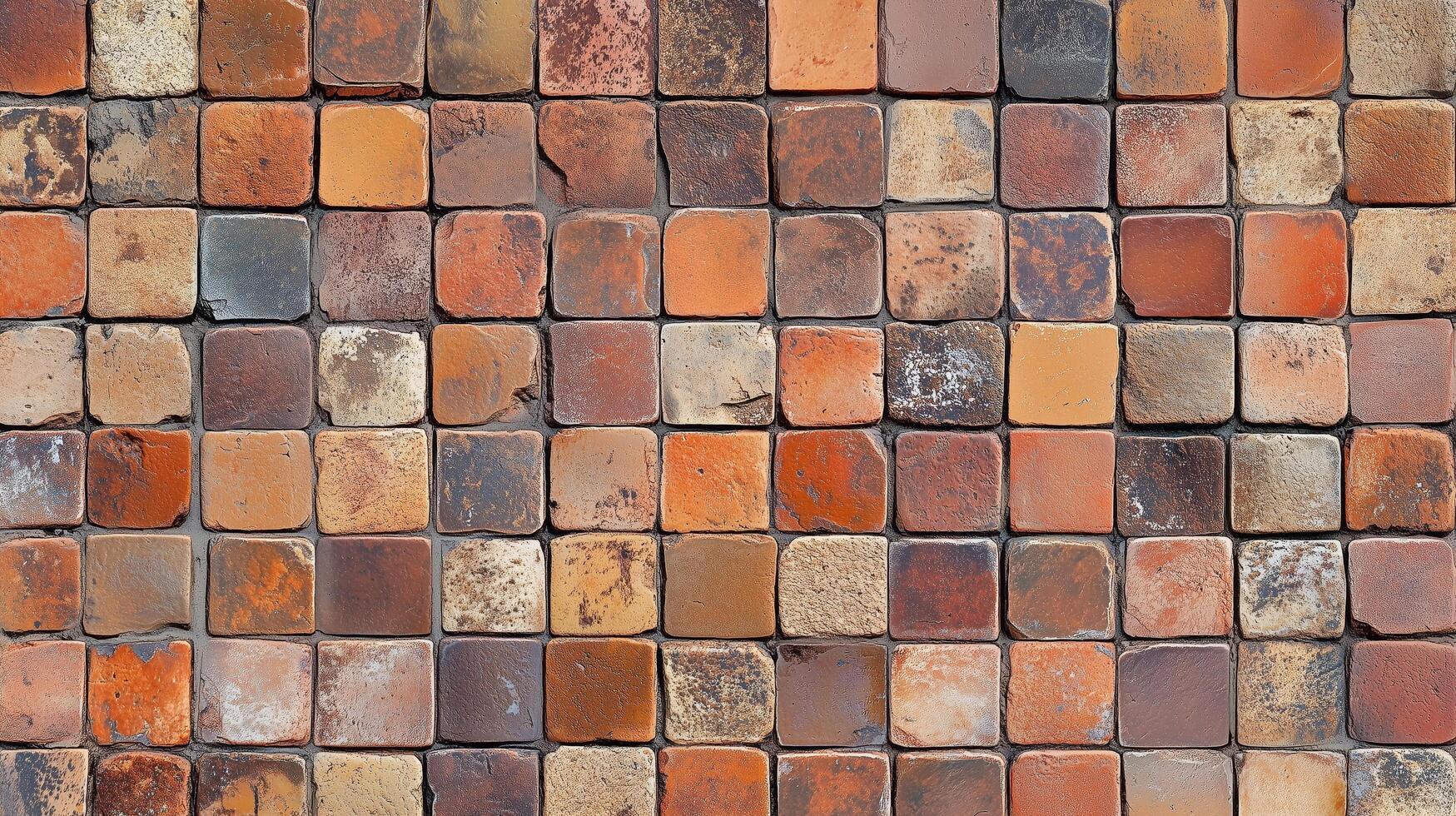 A brick wall with a brown and tan color. The wall is made of bricks and has a rough texture. photo
