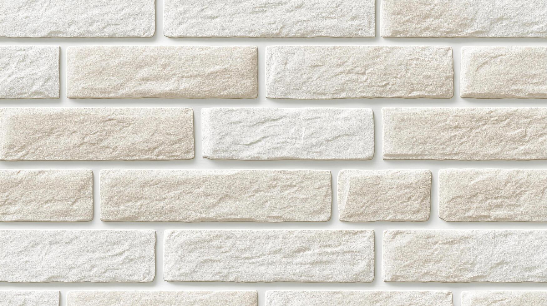 A white brick wall with a tan brick border. The wall is made of white and tan bricks. photo