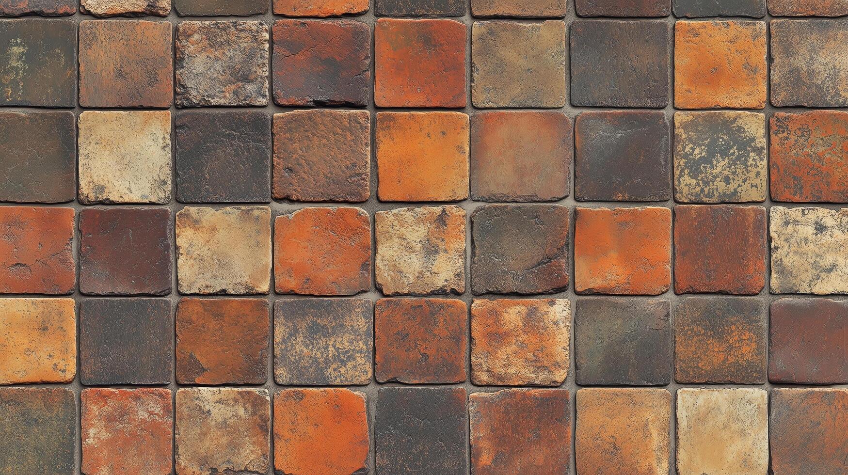 A brick wall with a brown and tan color. The wall is made of bricks and has a rough texture. photo