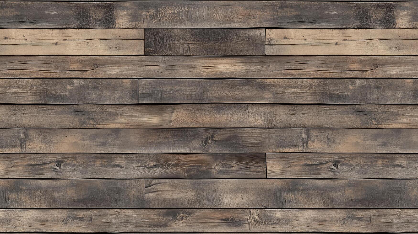 A wooden floor with a lot of cracks and splinters. The wood is old and worn, giving the impression of a rustic, natural setting. photo