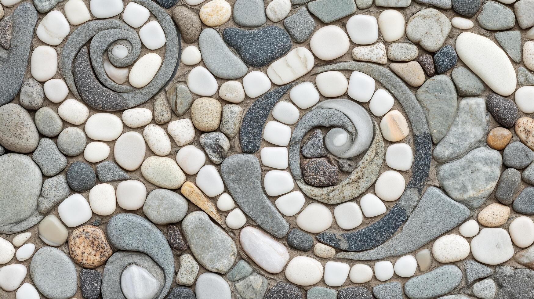 A mosaic tile pattern with a blue and white swirl design. photo