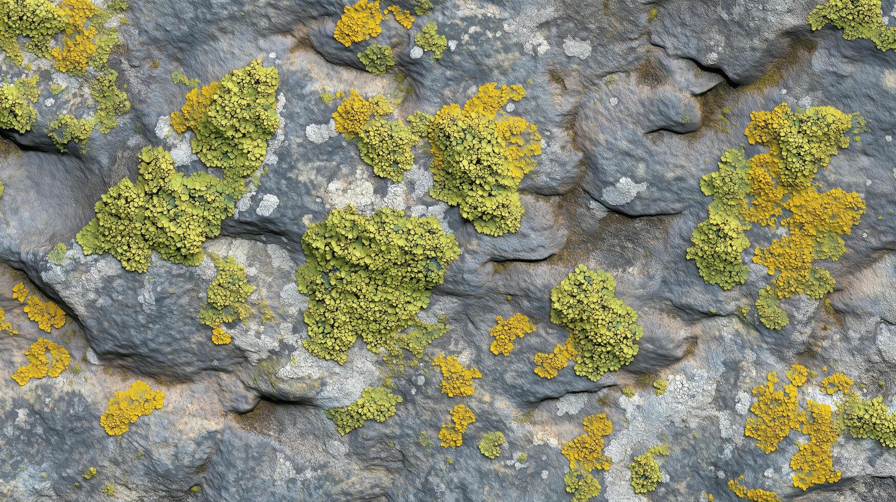 A rock covered in green and yellow moss. The moss is growing on the rock and is covering it. photo