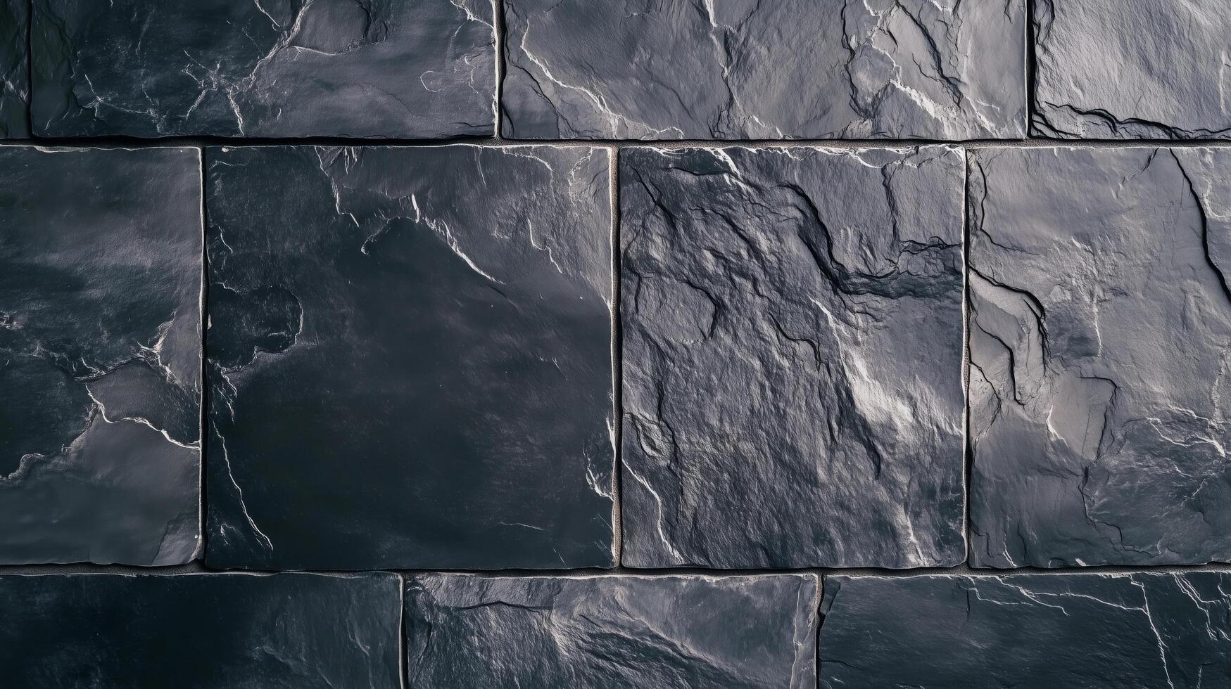 A black and brown tile with a rustic look. The tiles are square and are laid out in a row. photo