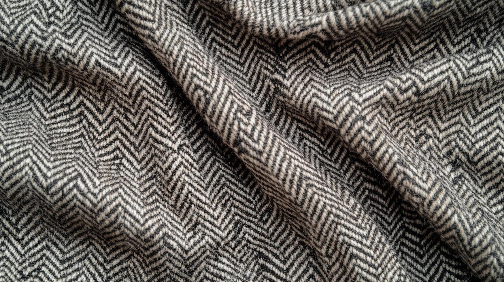 A piece of fabric with a zigzag pattern. The fabric is black and white. The zigzag pattern is very prominent and the fabric is very soft. photo