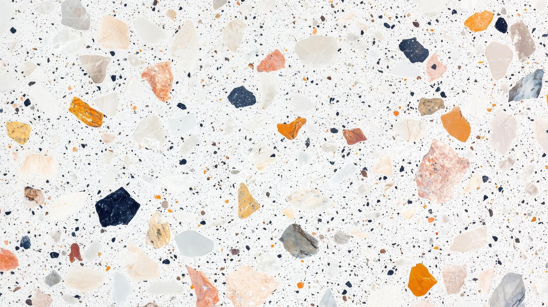 A mosaic tile floor with a variety of colored stones. The tiles are arranged in a pattern that creates a sense of depth and texture. photo