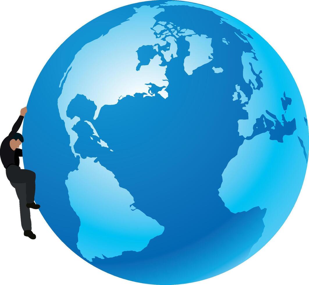 A man is holding on to the earth with his hands vector