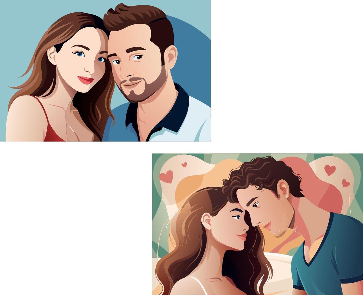 Young couple in love sharing romantic moments vector