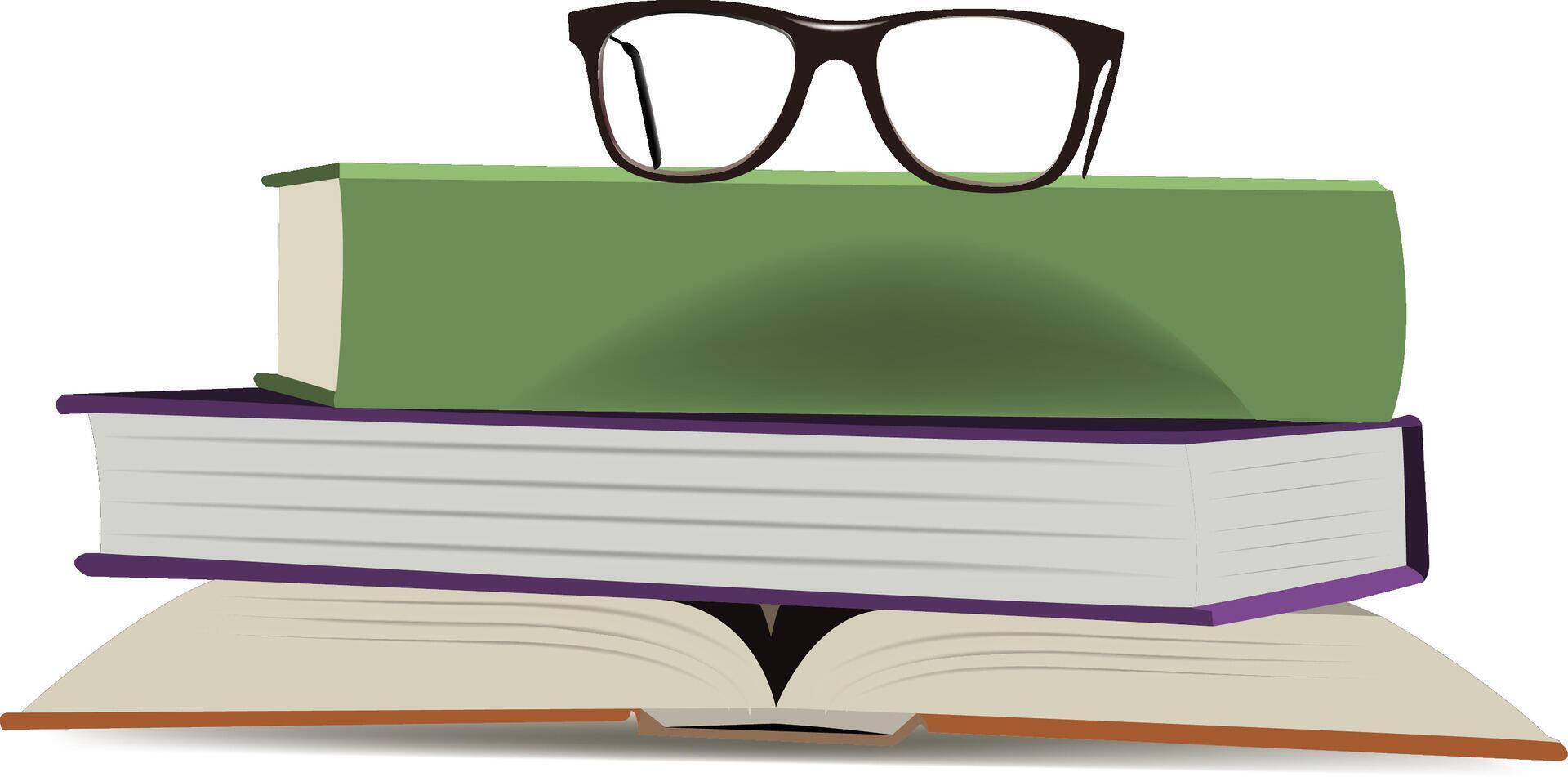 Books and glasses illustration vector
