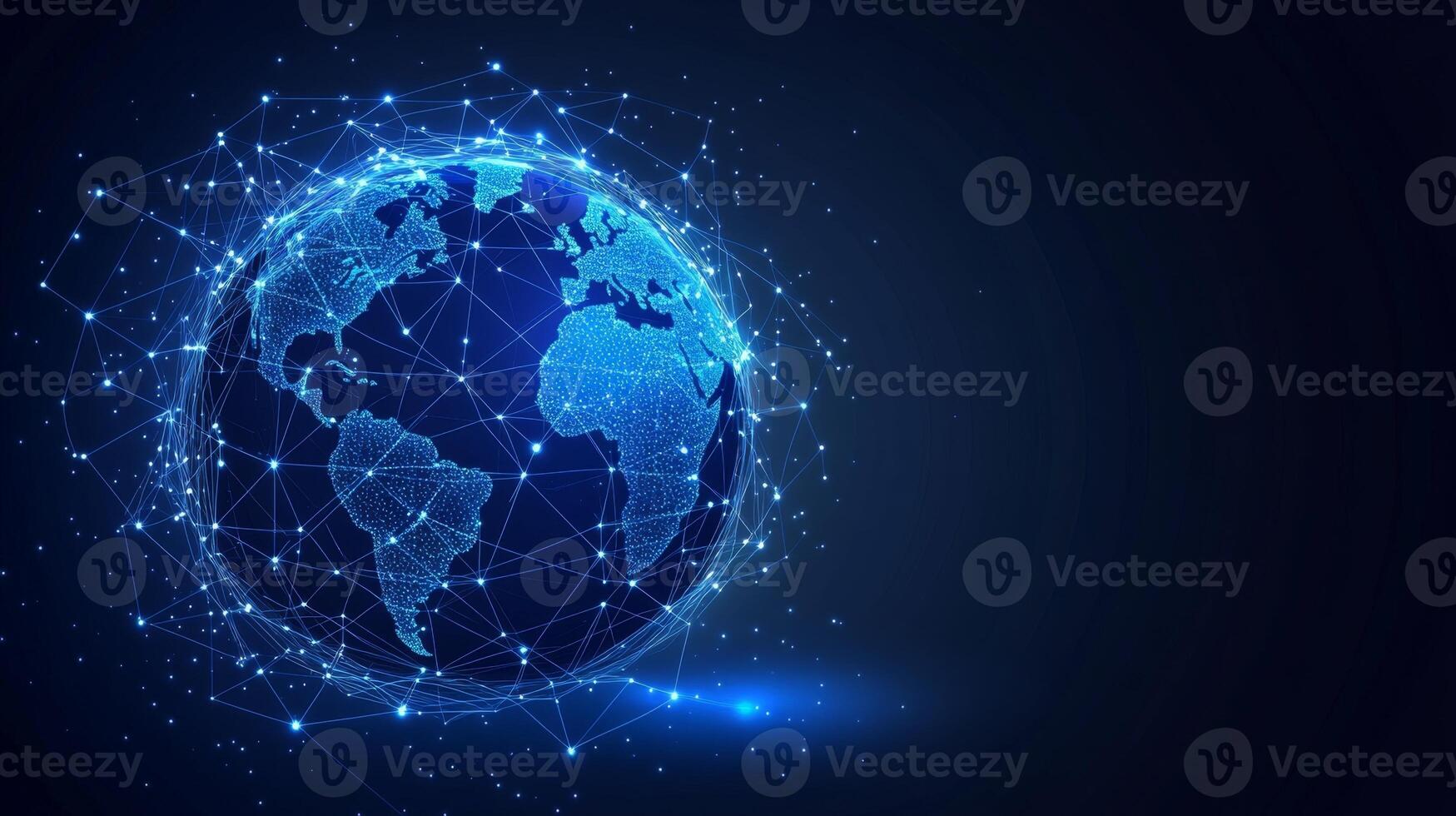 Planet earth rotating in space surrounded by network of connections photo