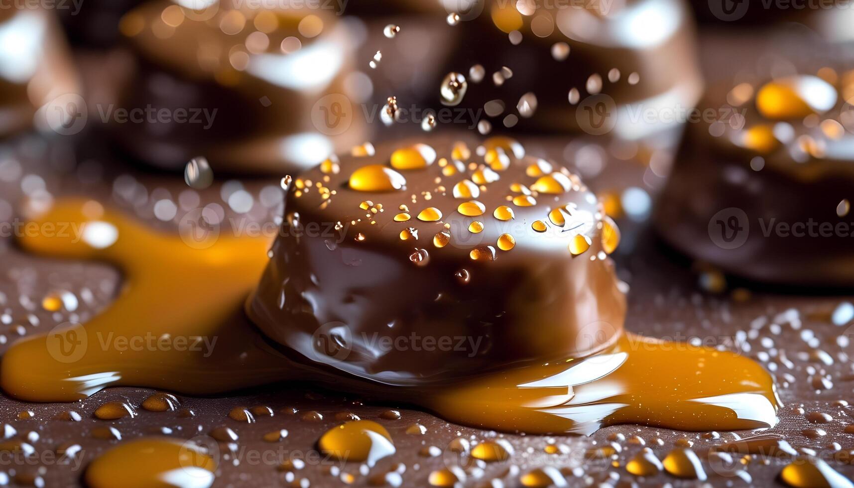 Delicious Chocolate with Caramel Drizzle and Drops photo