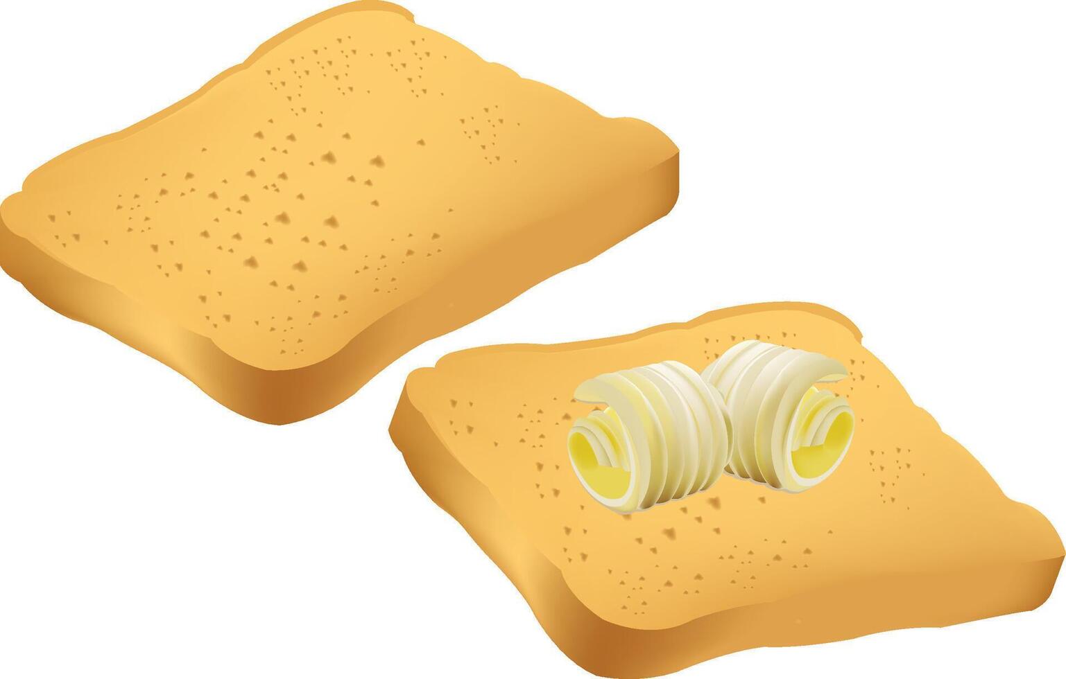 Two slices of bread with butter and onions vector