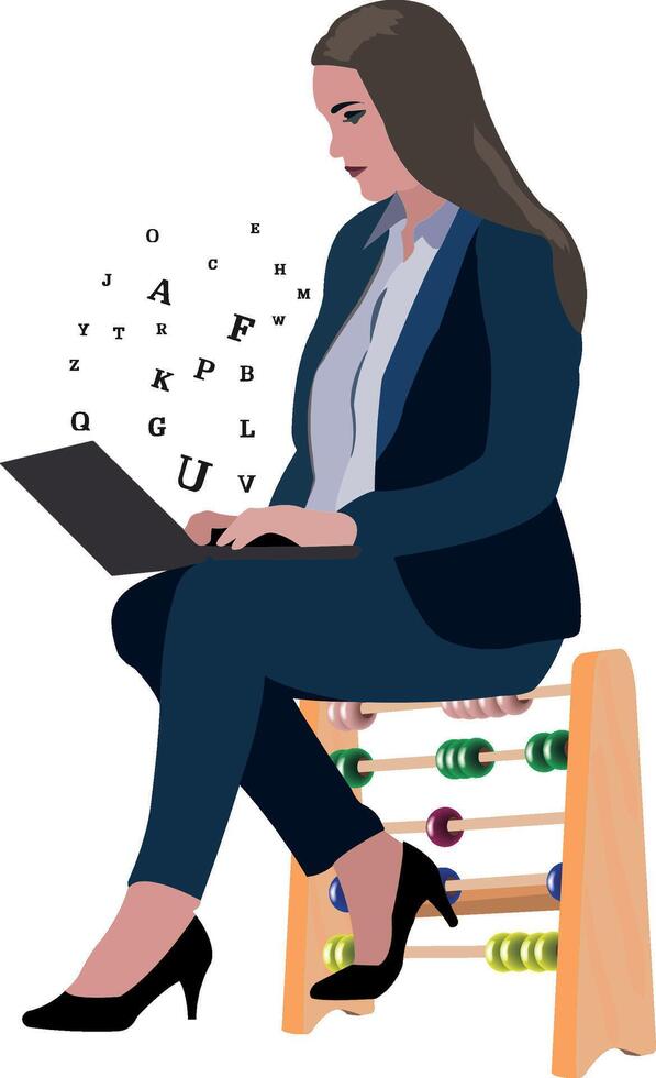 secretary sitting computer secretary sitting computer vector