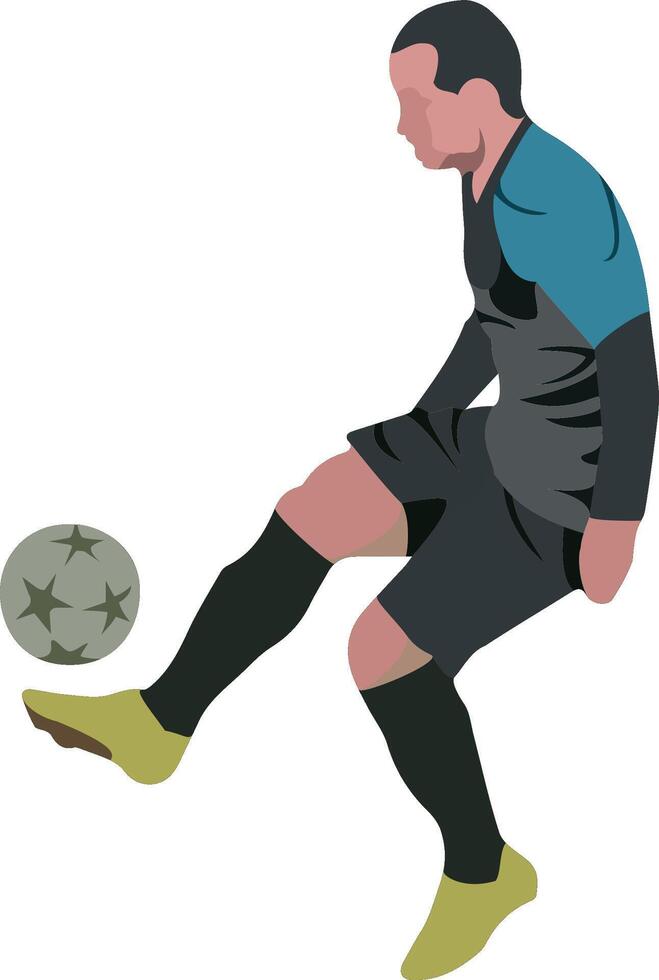 Soccer player kicking ball vector