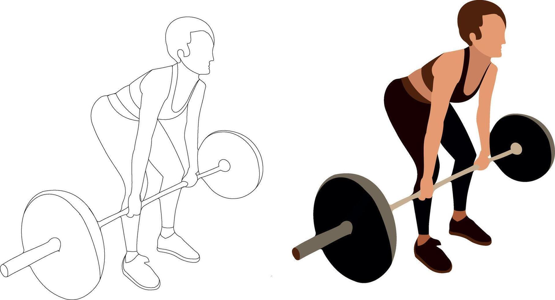 weightlifting performed by a female sportswoman- weightlifting performed by a female sportswoman- vector