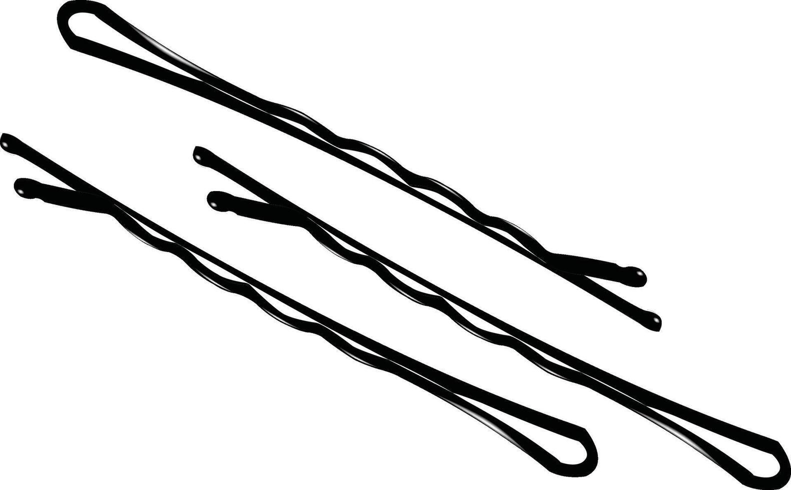 Three black hairpins lying on a white background vector