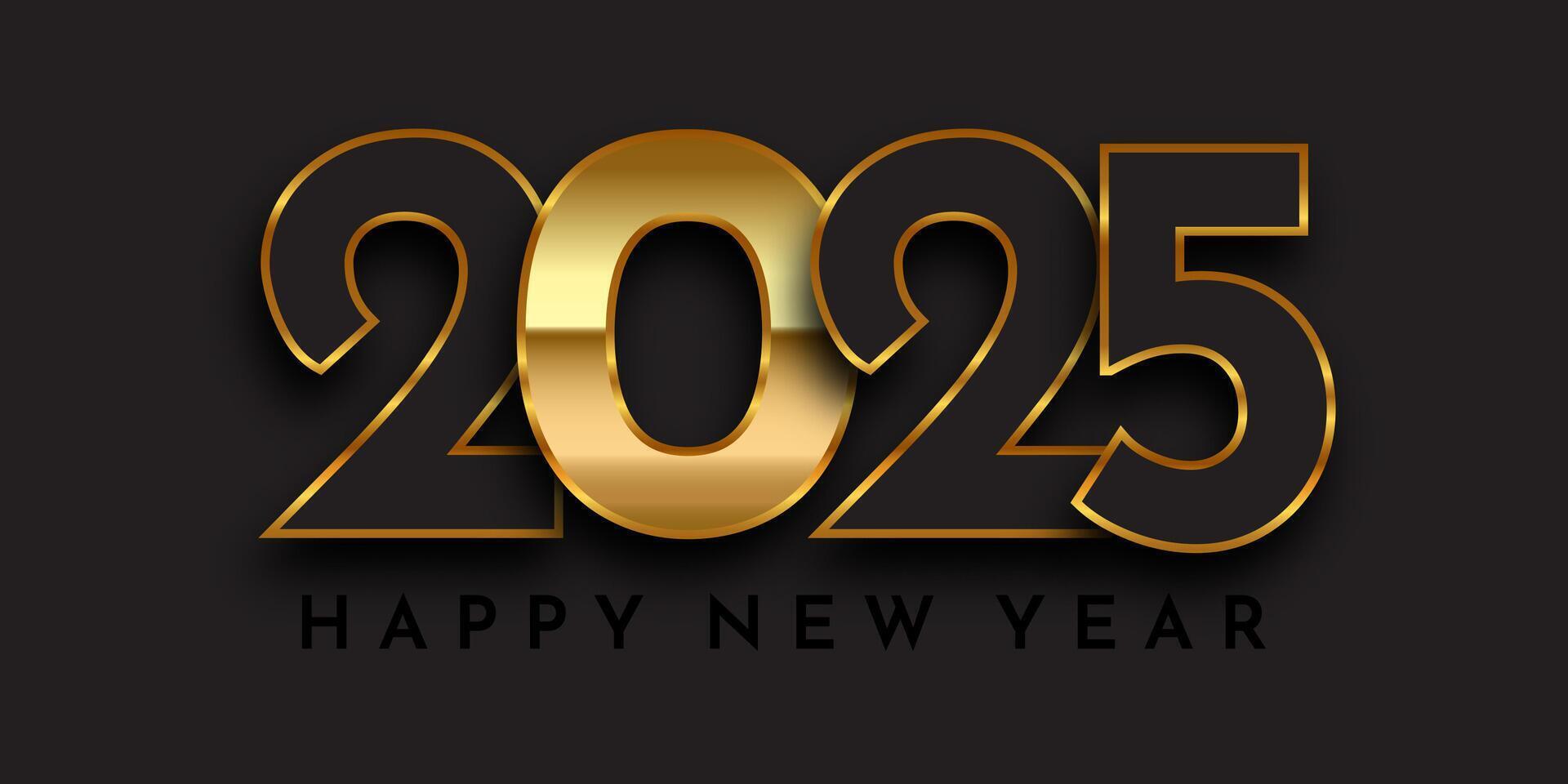 Gold and black Happy New Year banner design vector