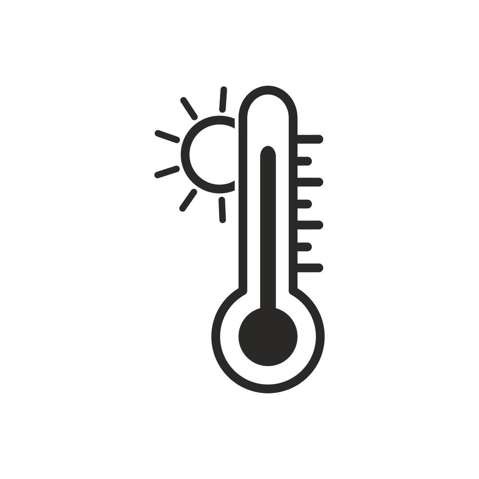 icon isolated on white background. Heatwave icon, climate change, global warming. Thermometer. Heat wave vector