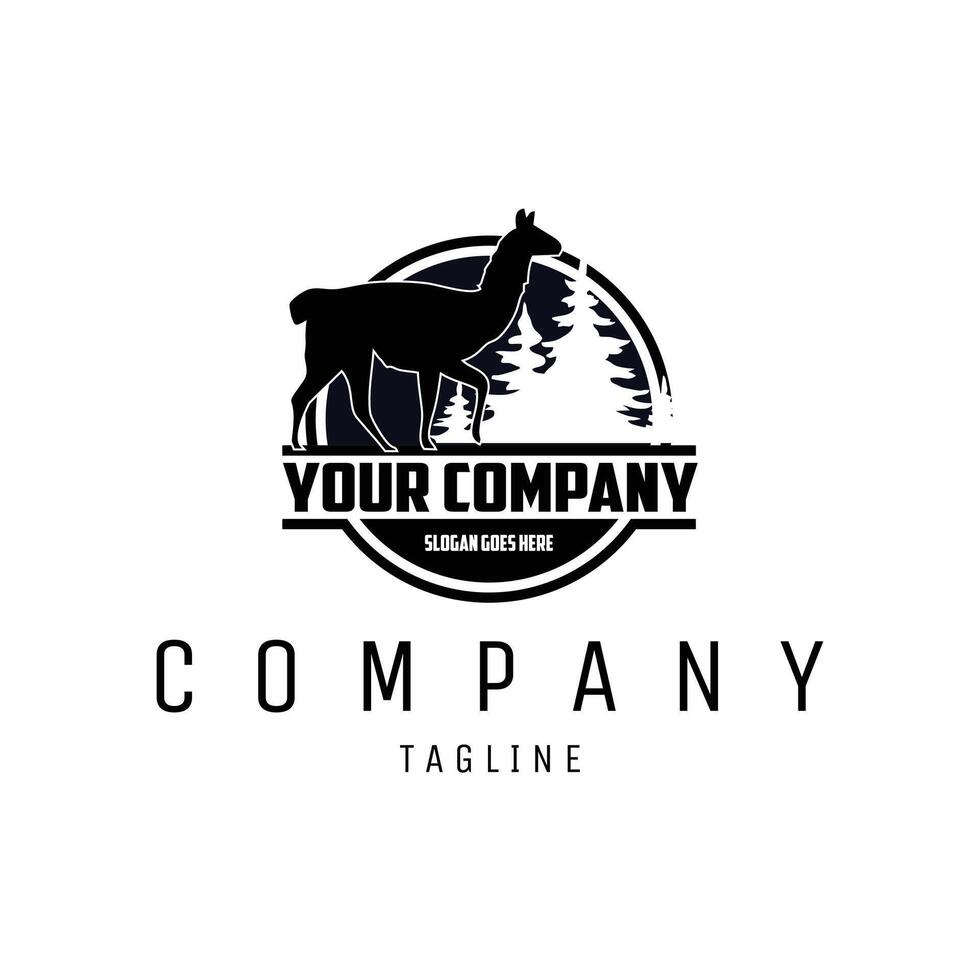 alpaca logo silhouette. best for logo, badge, emblem, icon, sticker design. side view with white background vector