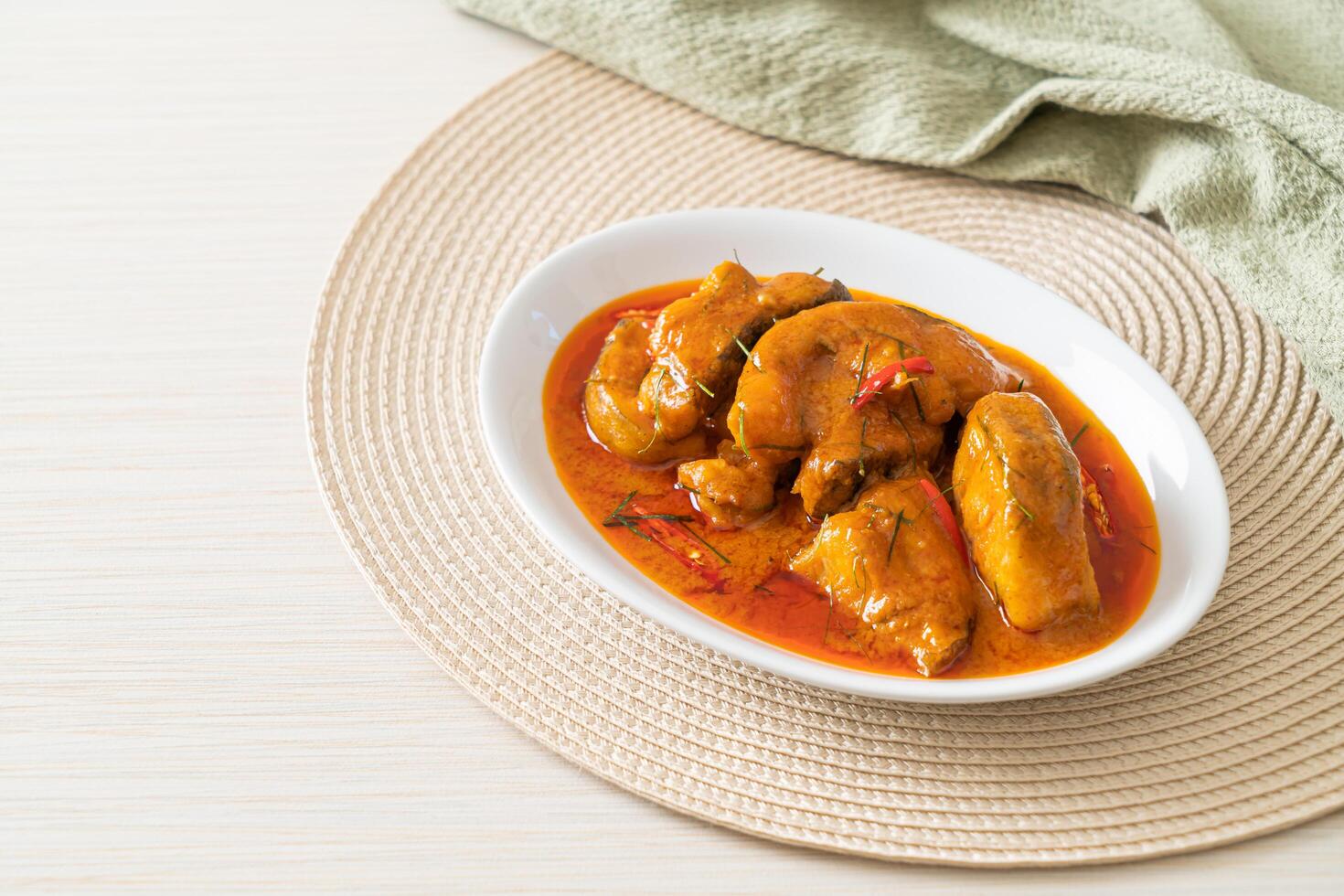 Redtail Catfish Fish in Dried Red Curry Sauce that called Choo Chee photo