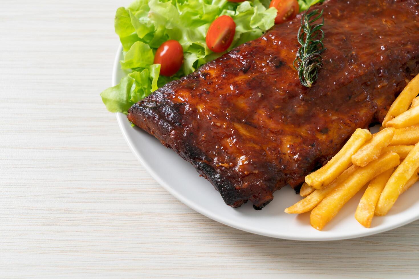 grilled and barbecue ribs pork photo