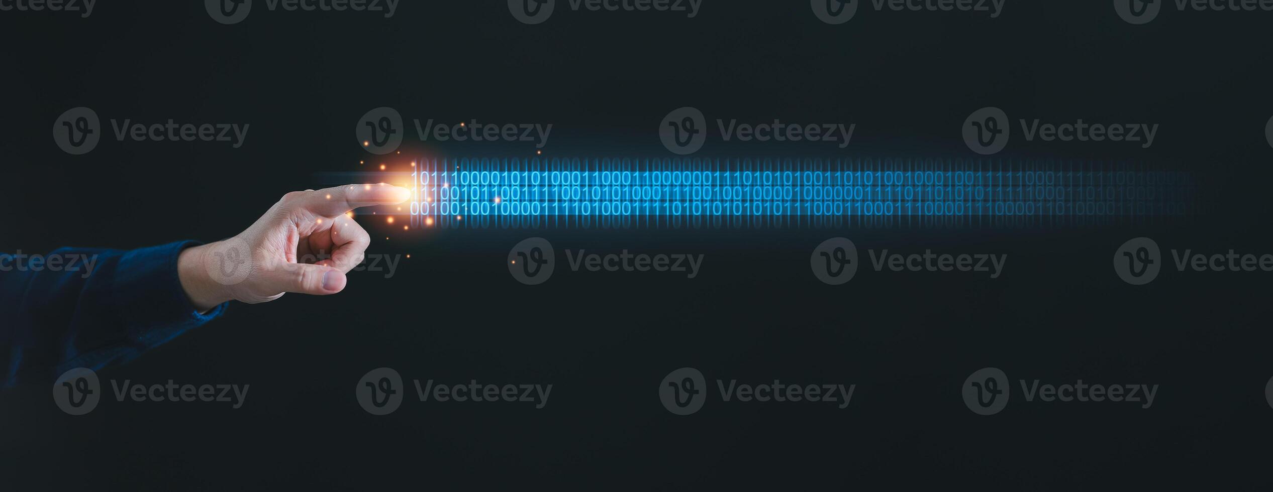 Technology Banner background of Digital Data flow concept. Neural network, AI Artificial intelligence for Big data technology and data science. Data scientist querying photo